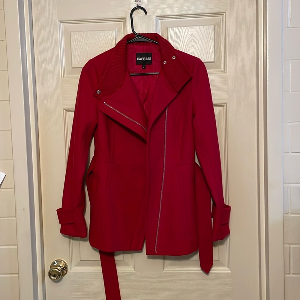 Express red wool coat, fully lined